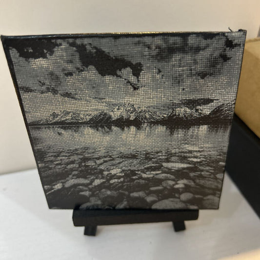 Water Rocks Painted Canvas w/Easel