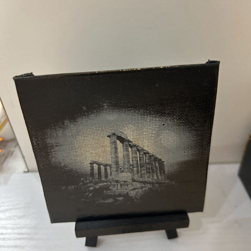 Pillars Painted Canvas w/Easel