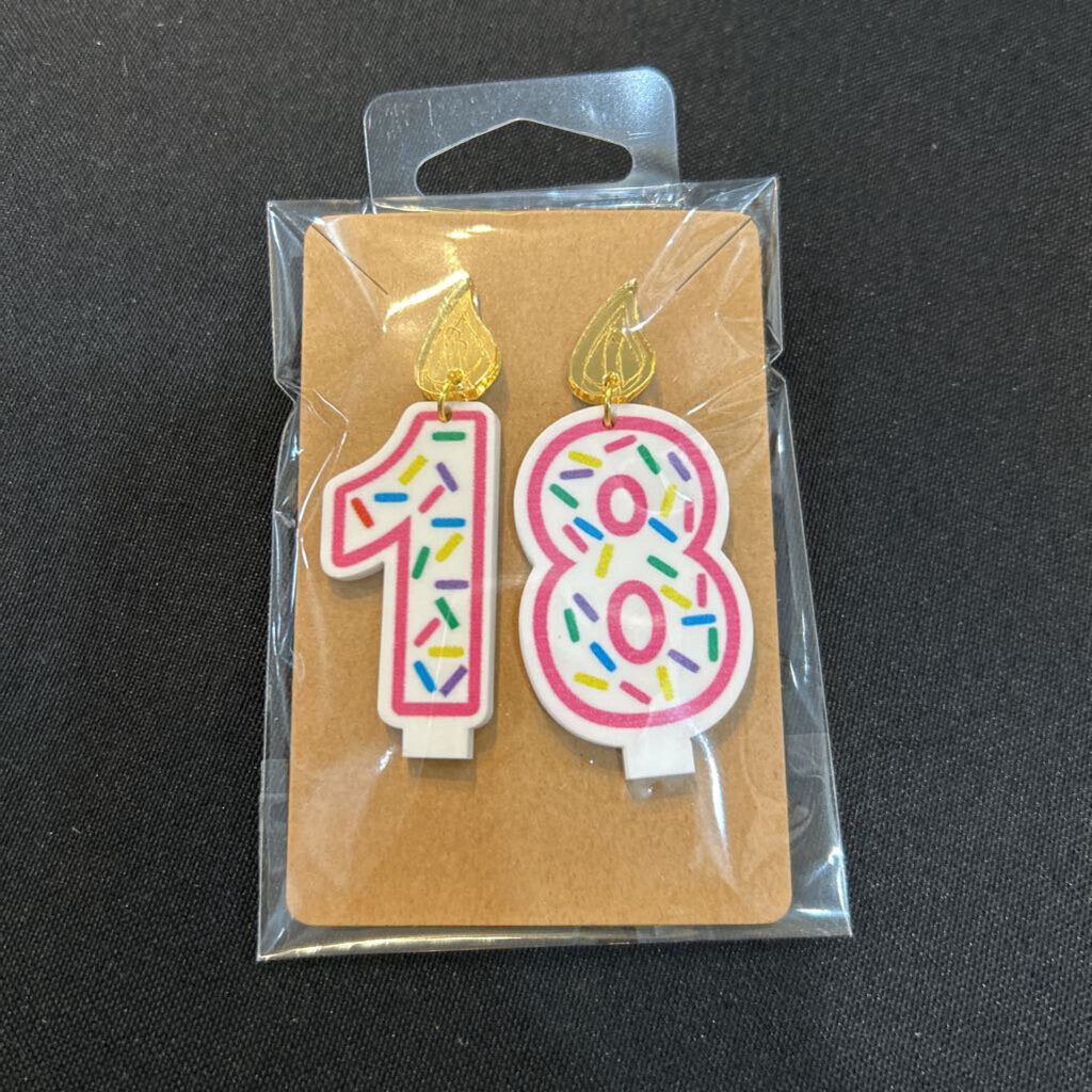 Birthday Candle Earrings Pink Outline