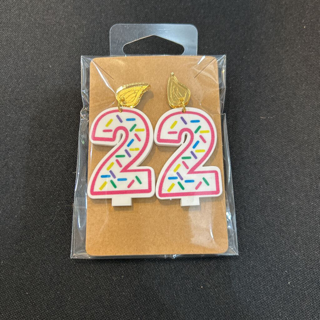 Birthday Candle Earrings Pink Outline