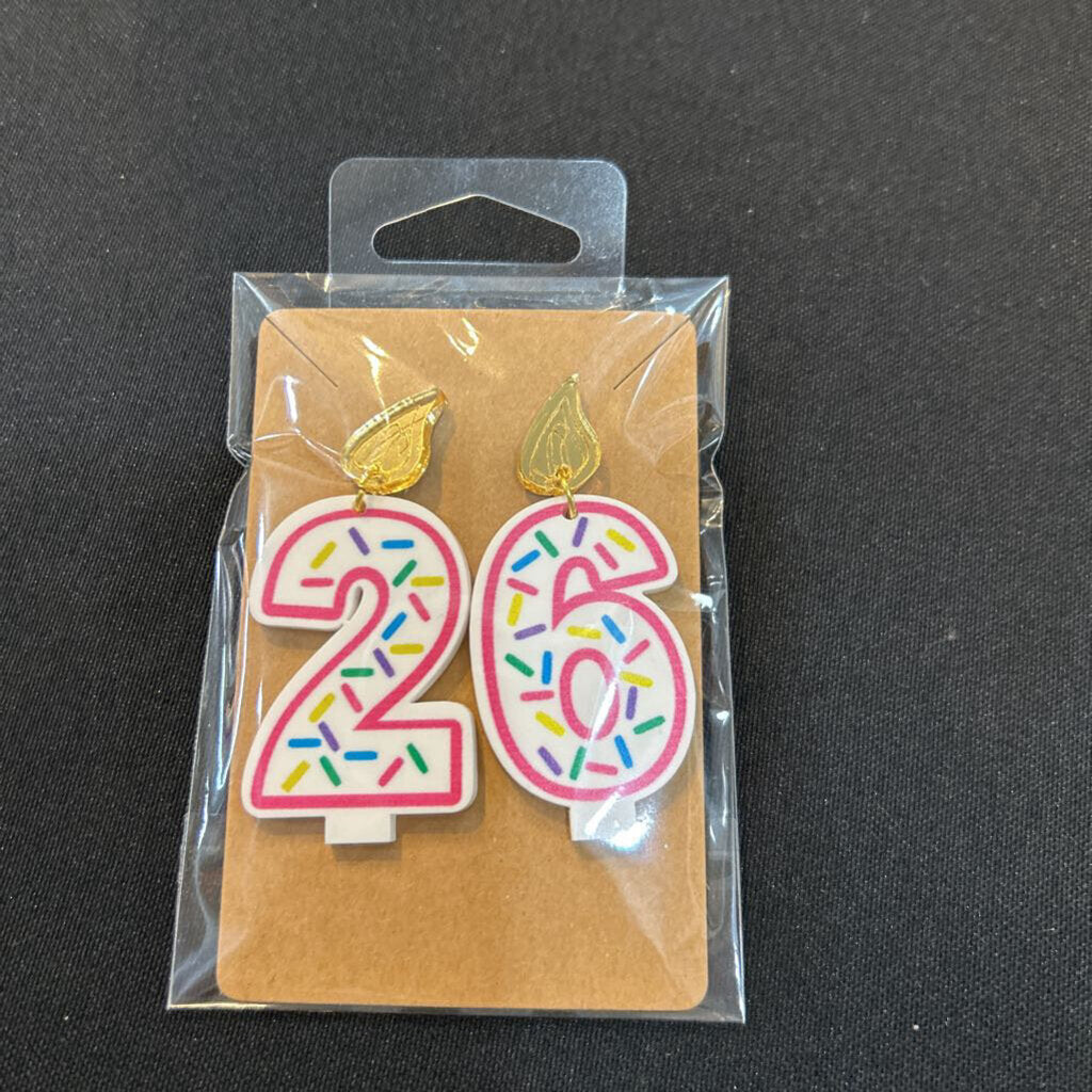 Birthday Candle Earrings Pink Outline