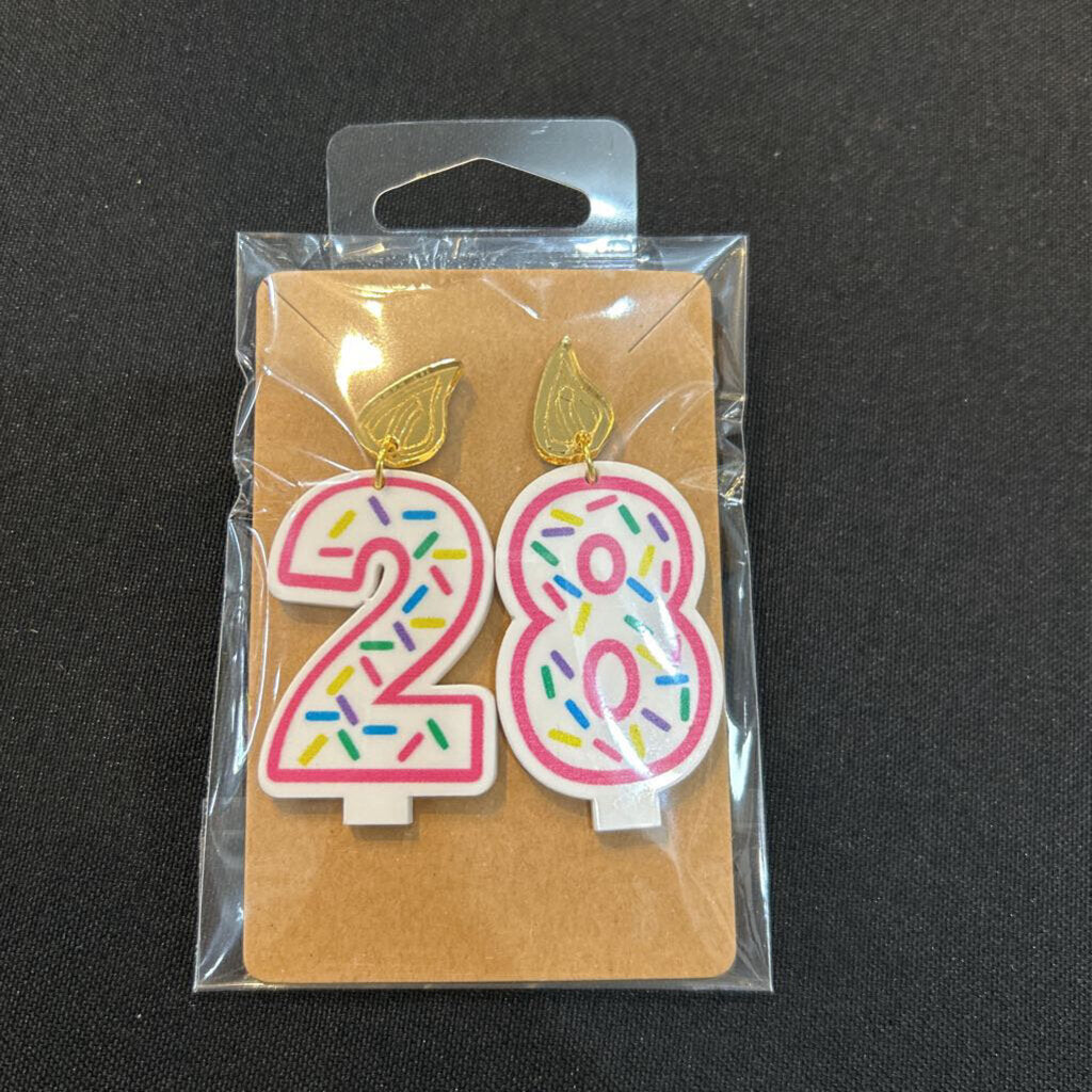 Birthday Candle Earrings Pink Outline