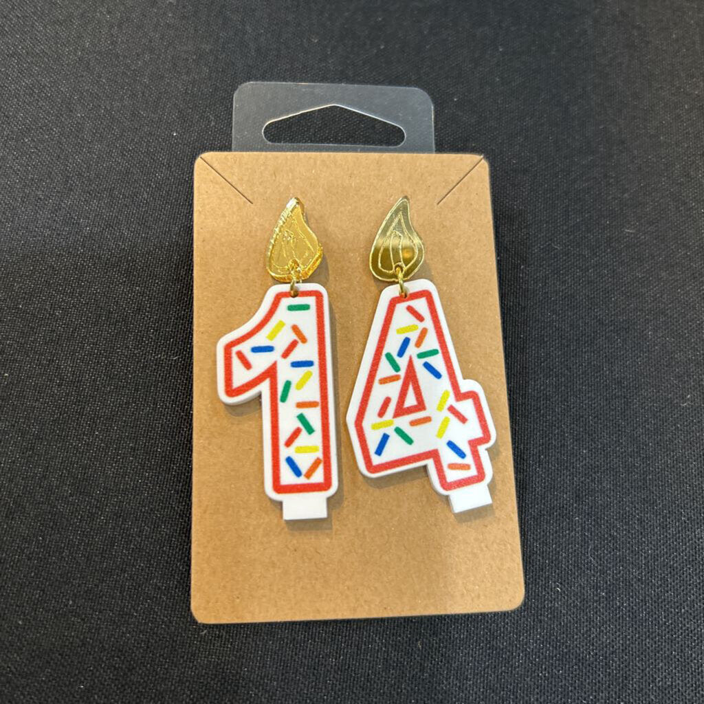 Birthday Candle Earrings Red Outline