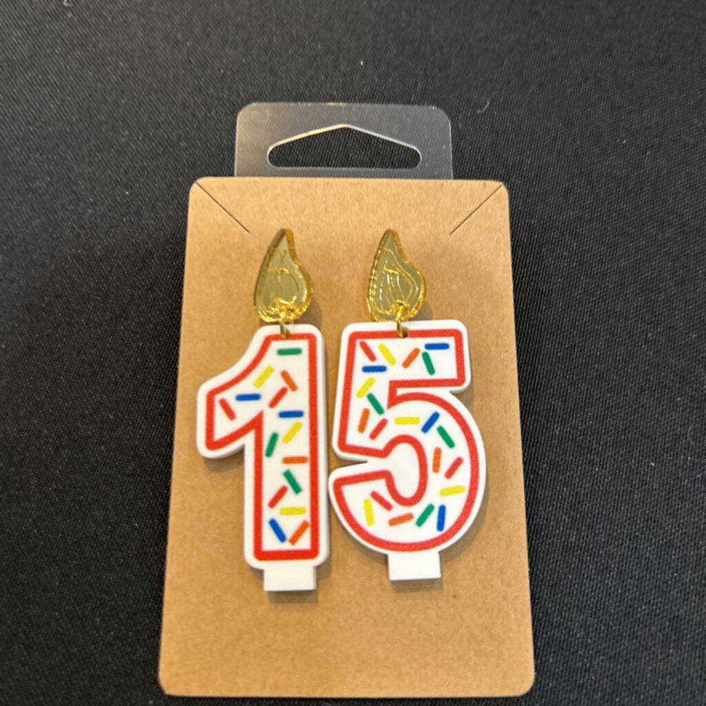 Birthday Candle Earrings Red Outline