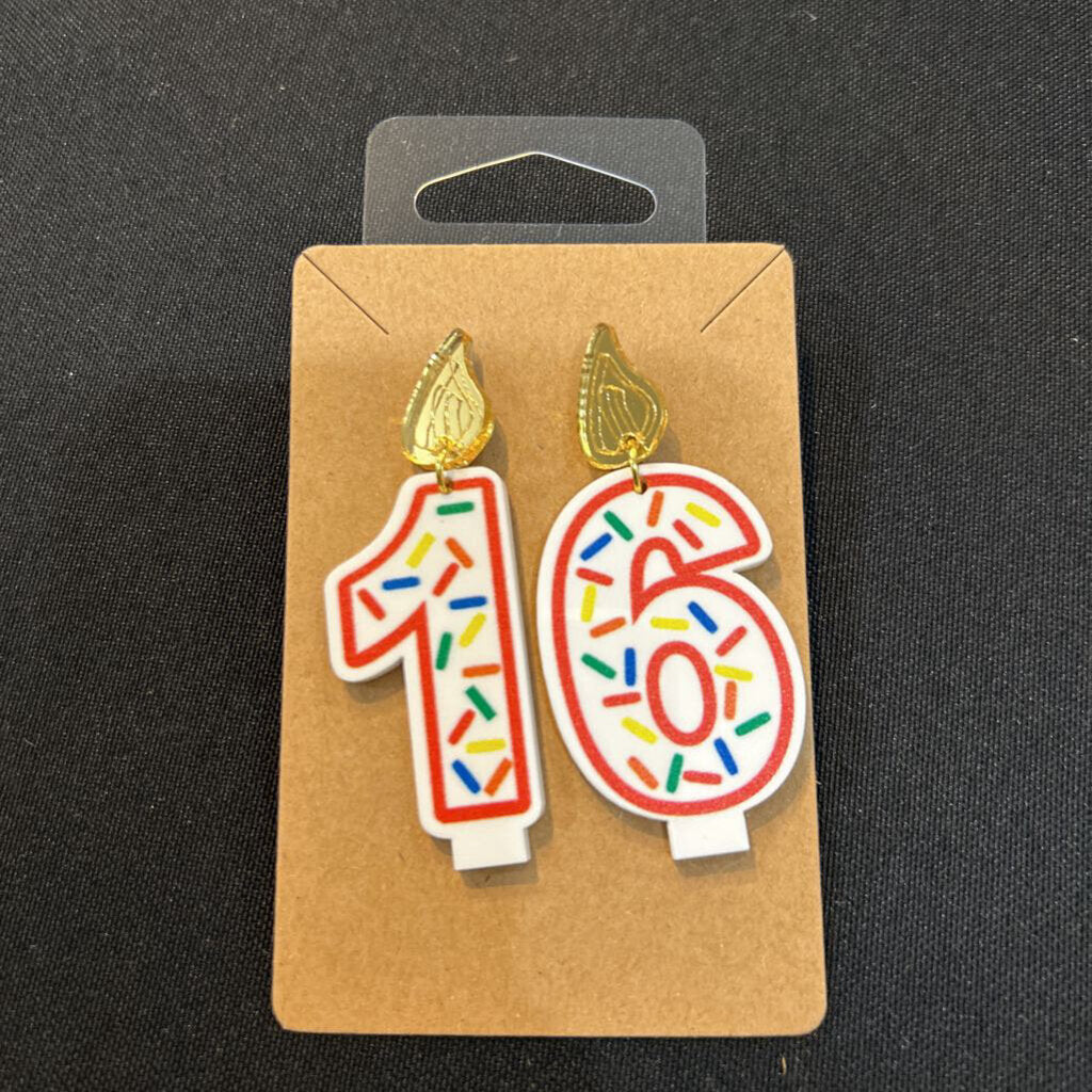 Birthday Candle Earrings Red Outline
