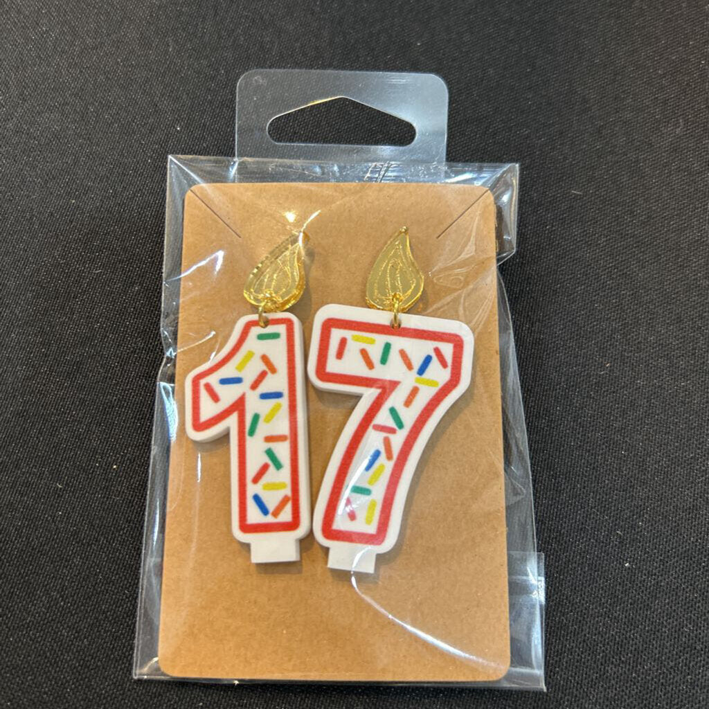 Birthday Candle Earrings Red Outline