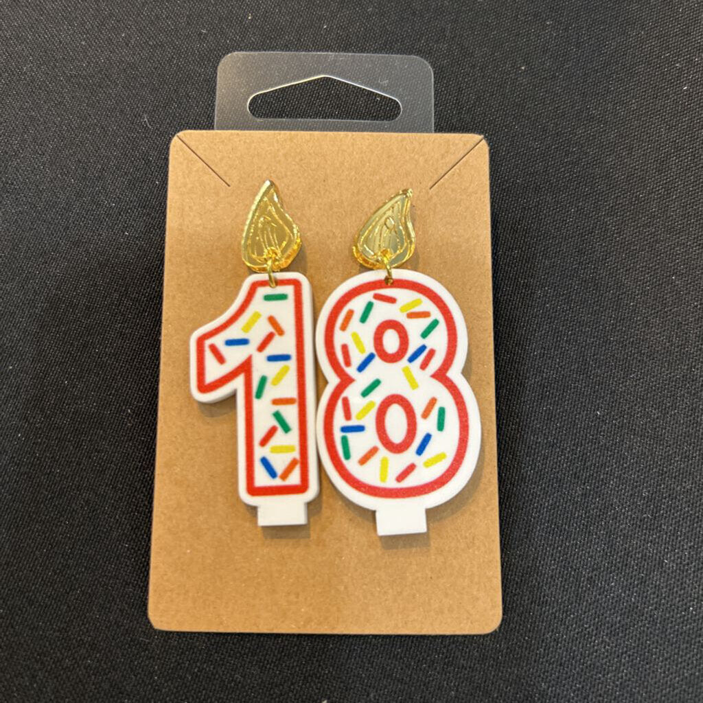 Birthday Candle Earrings Red Outline