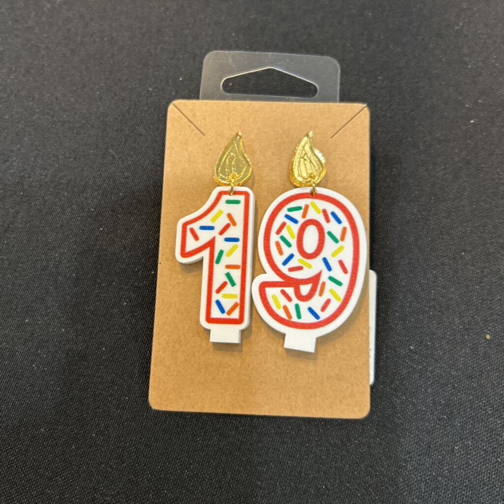 Birthday Candle Earrings Red Outline