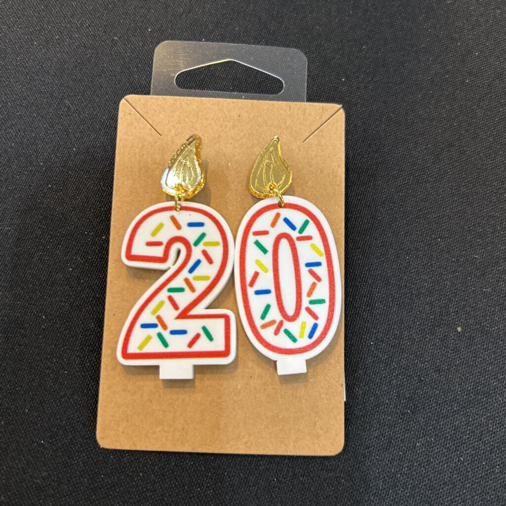 Birthday Candle Earrings Red Outline