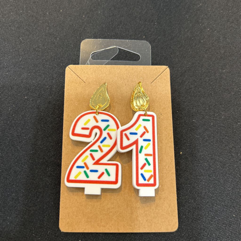 Birthday Candle Earrings Red Outline