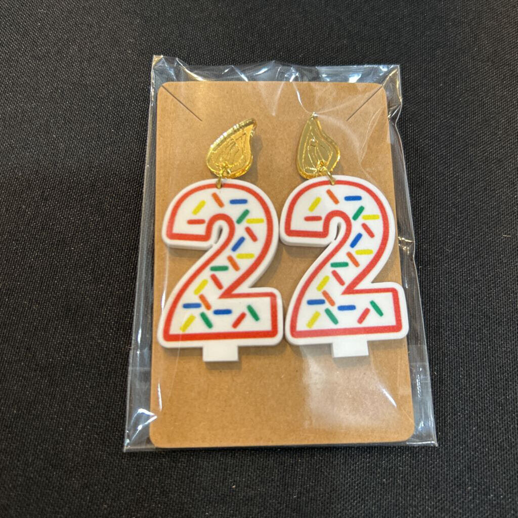 Birthday Candle Earrings Red Outline