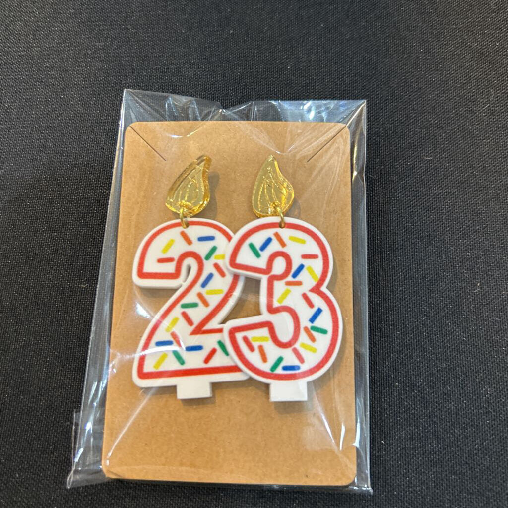Birthday Candle Earrings Red Outline