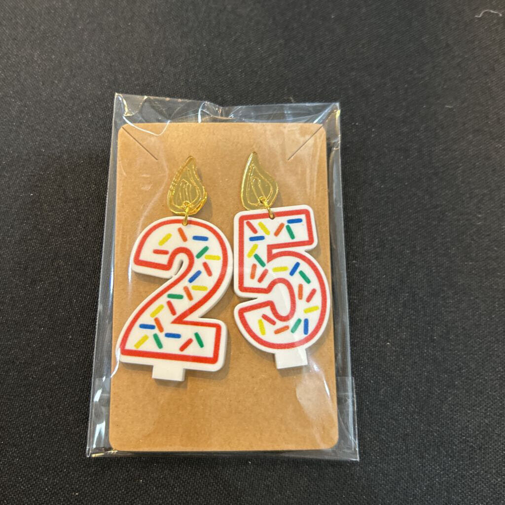 Birthday Candle Earrings Red Outline