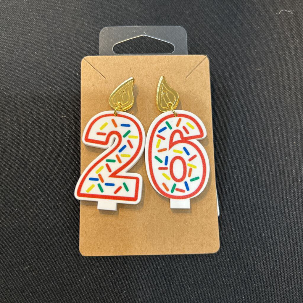 Birthday Candle Earrings Red Outline