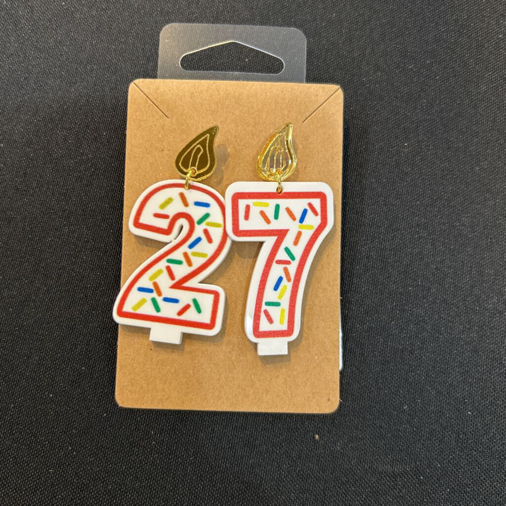 Birthday Candle Earrings Red Outline