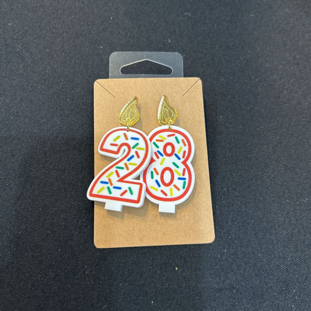 Birthday Candle Earrings Red Outline