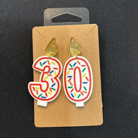 Birthday Candle Earrings Red Outline