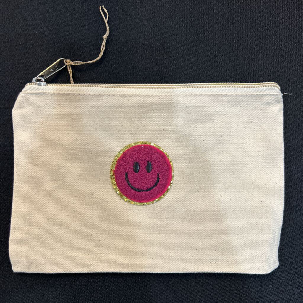 Zip Bag-Smiley Face, Maroon