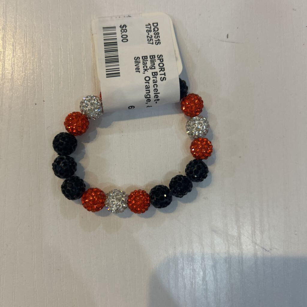 Bling Bracelet-Black, Orange, & Silver