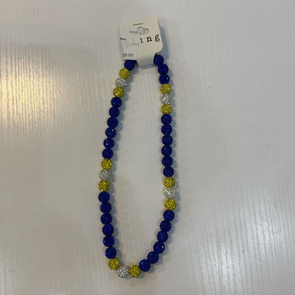Bling Necklace-Blue, Yellow & Silver