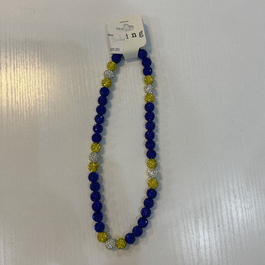 Bling Necklace-Blue, Yellow & Silver