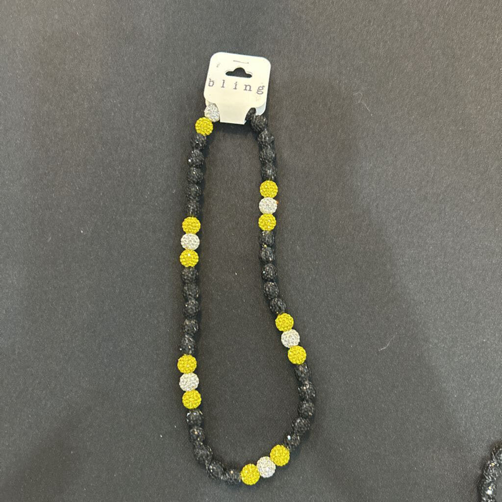 Bling Necklace-Black, Yellow & Silver