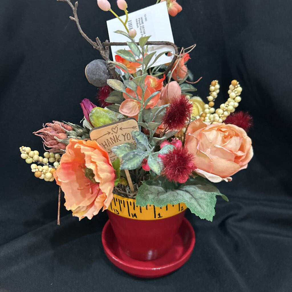 Teacher Ruler Peach Floral Pot Arrangment #1115