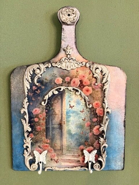 BB Floral Door Plaque Hanger w/butterfly hooks #14