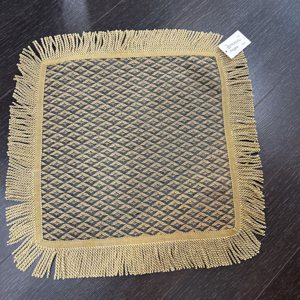 Tapestry with Green & Taupe with gold fringe