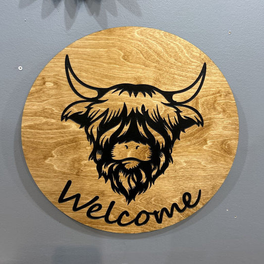 Highland Cow Welcome Round