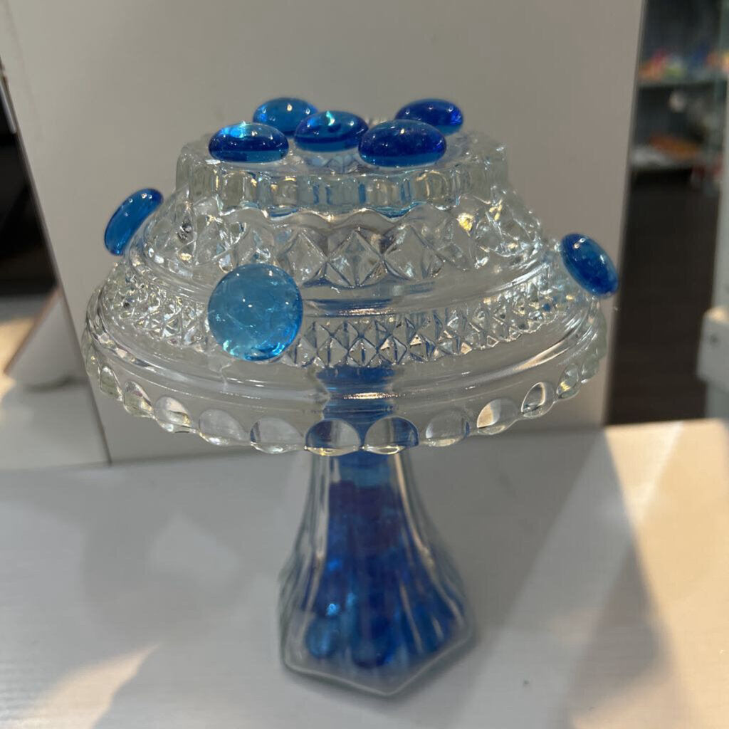 Blue Glass Mushroom Yard Decor
