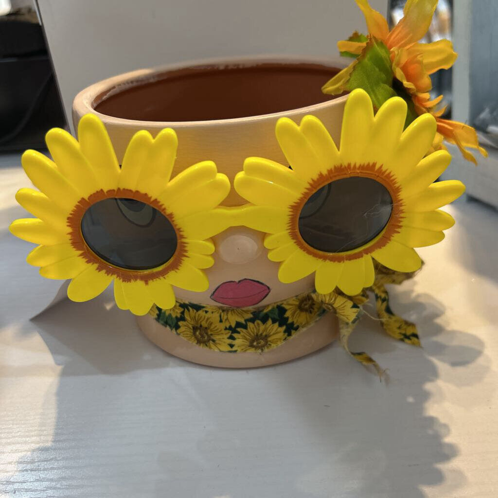 Clay Pot Girl-Sunflower Glasses