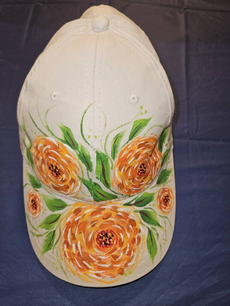 Baseball Cap, Orange Flower