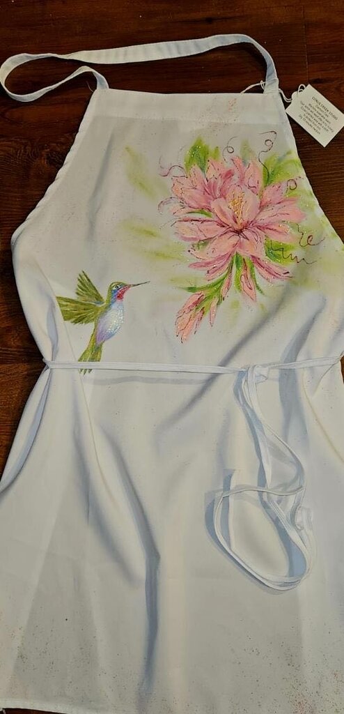 Apron, Hummingbird, Pink Flowers