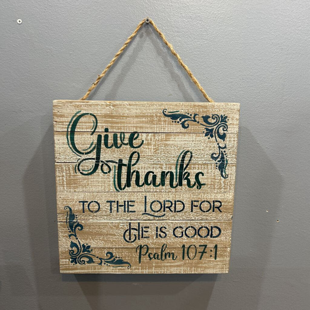 Psalm 107:1 Give Thanks, Turq Letters