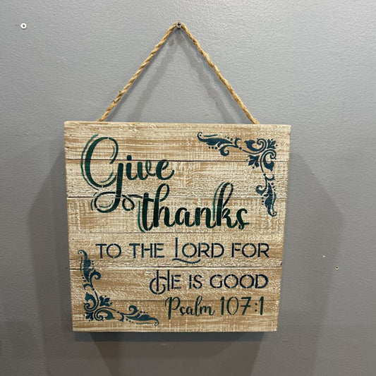 Psalm 107:1 Give Thanks, Turq Letters