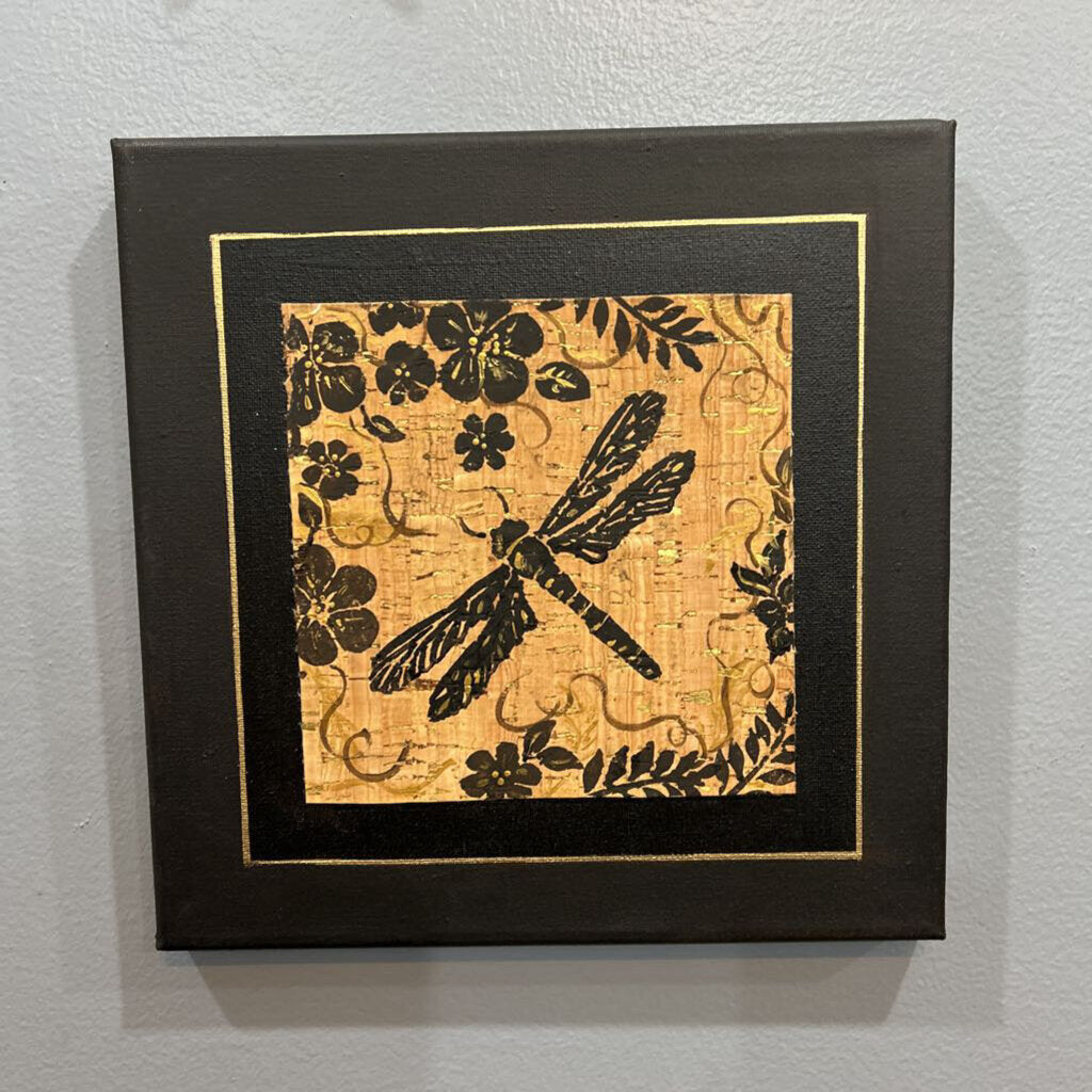 Black Canvas, Dragonfly on cork (b)
