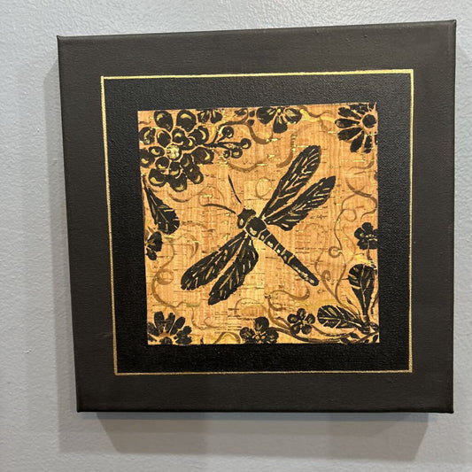 Black Canvas, Dragonfly on cork (a)