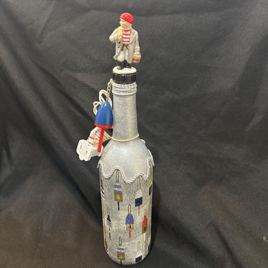 Wine Bottle Lamp Buoy Napkin on Silver Bottle N5