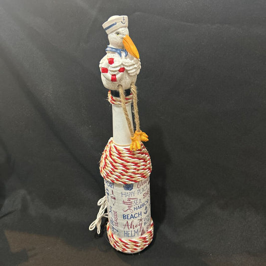 Wine Bottle Lamp Nautical Words Napkin Pelican N21