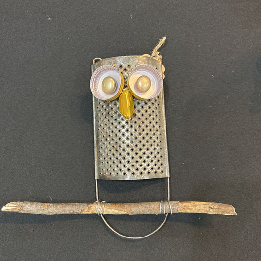 Vintage Grater & Bottle Cap Owl