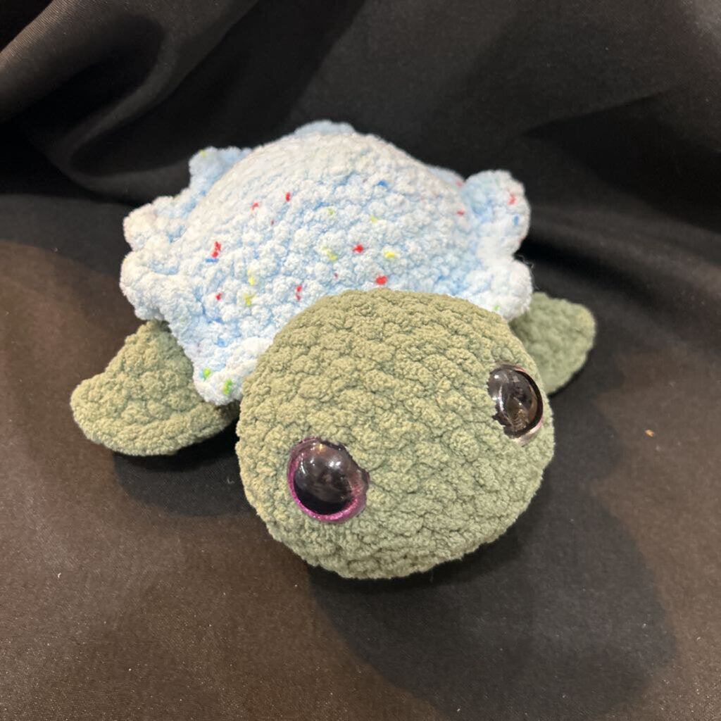 Crochet Green Turtles Blue Shell
