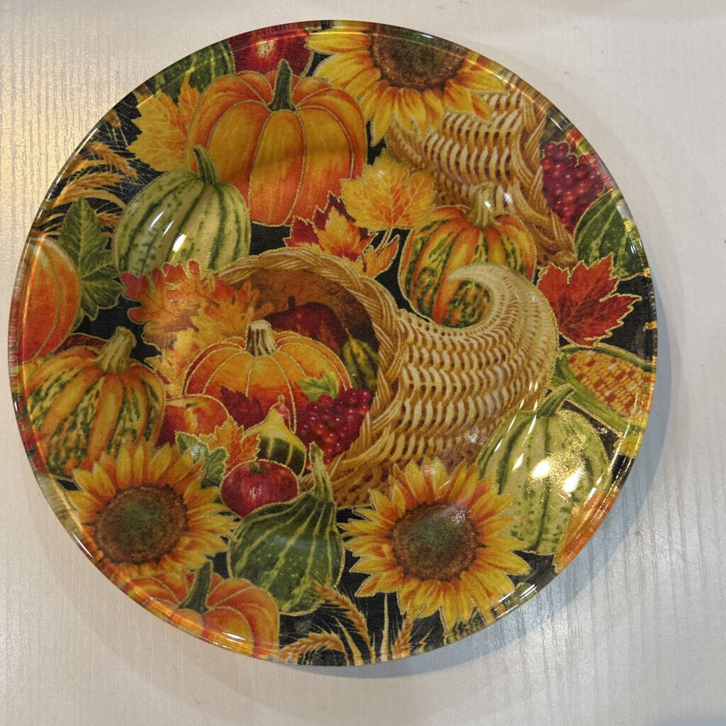 Small Glass Plate; Pumpkin Sunflower