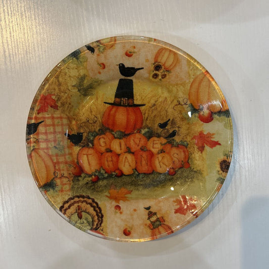 Small Glass Plate; Give Thanks