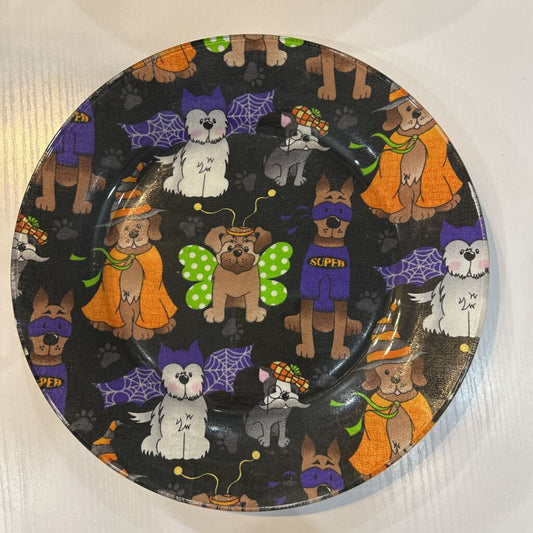 Large Glass Plate; Dog Halloween Costume
