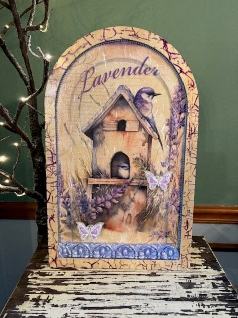 Large Birdhouse Lavendar Arch Wall Hanger