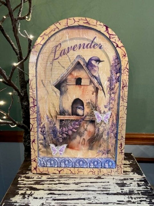 Large Birdhouse Lavendar Arch Wall Hanger