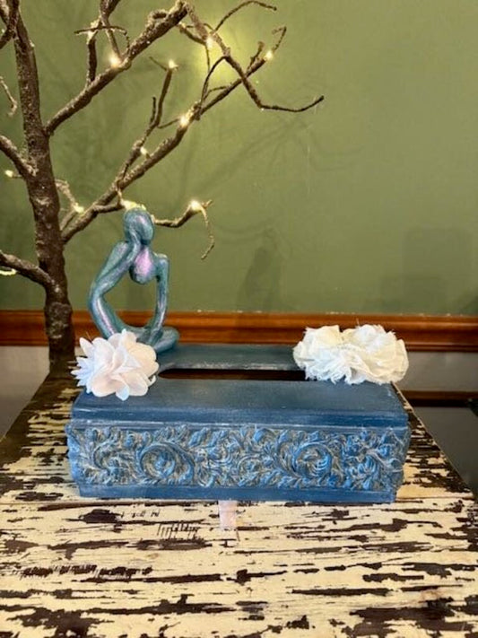 Blue Wood Kleenex Box