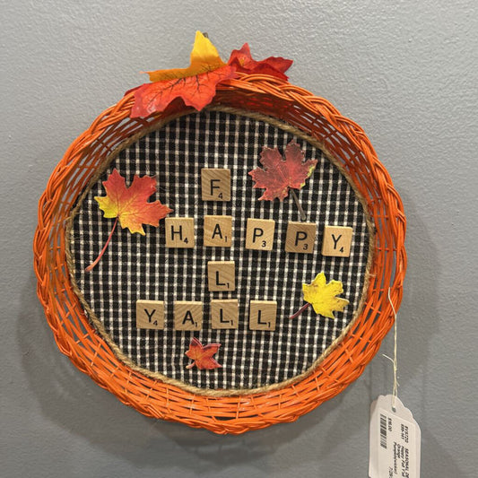 Happy Fall Y'all Orange Pumpkin(wicker)