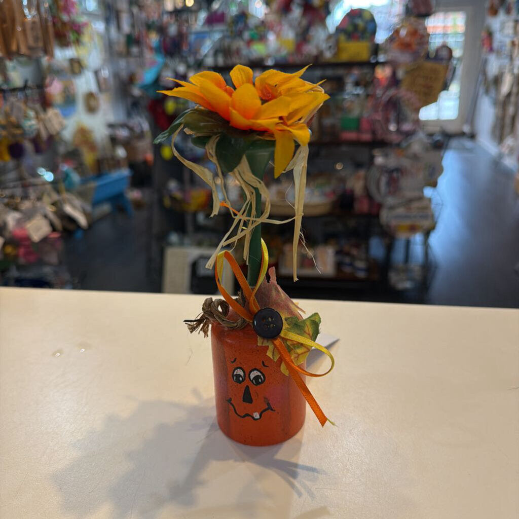 Wine Glass Pumpkin Sunflower on Top